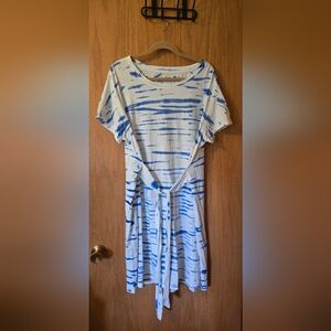 Pact Organic Cotton Blue And White Tie Dye Dress